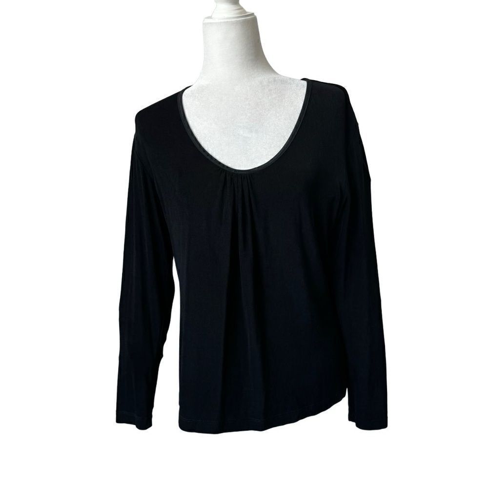 Chico’s Travelers Black Knit Top Long Sleeve Dressy Casual SZ 2 or L